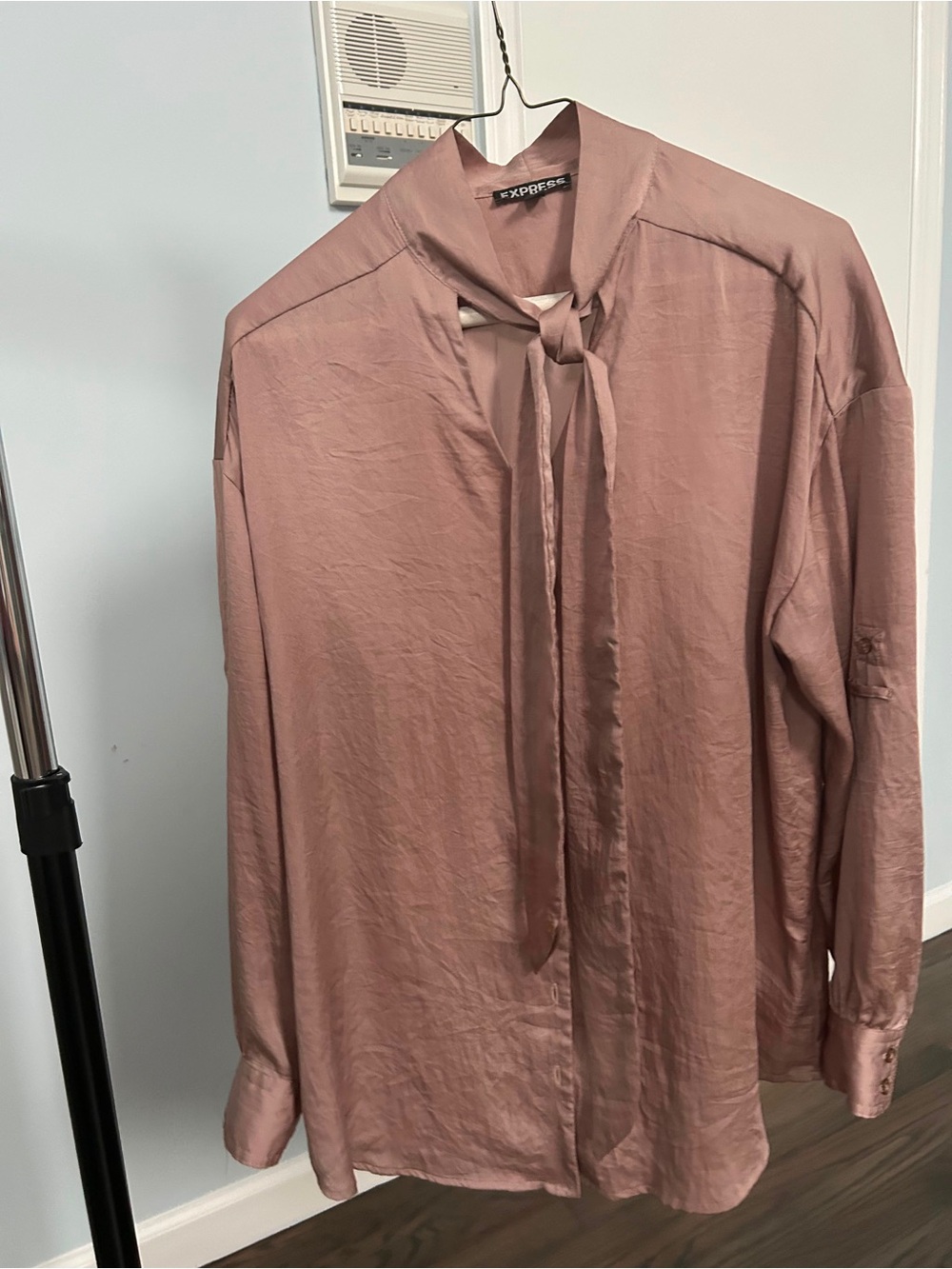 Express Dusty Rose Tie-Neck Dress Shirt